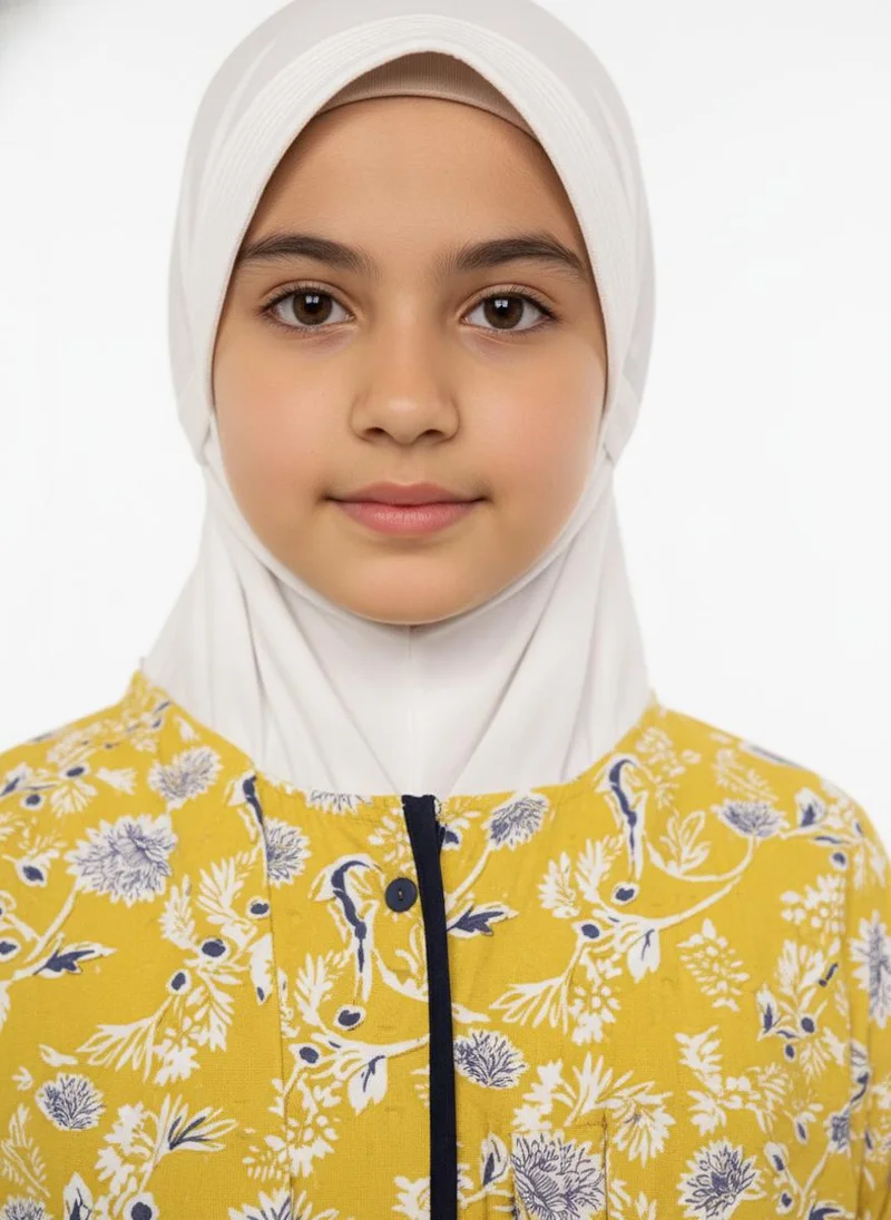 Artemea Yellow Printed Girls Prayer dress- Mat & Bag set